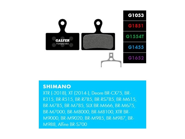 Shimano XTR M9000, XT M8100, M8000, M785, SLX M7000, M675, M666, Deore  M6000, M615 pastillas